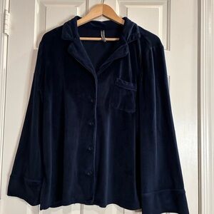 Anthropologie Navy Velvet Pajama Top